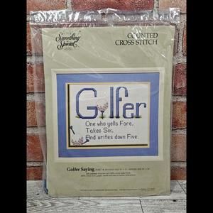 1999 Something Special Counted Cross Stitch Golfer Saying New Sealed